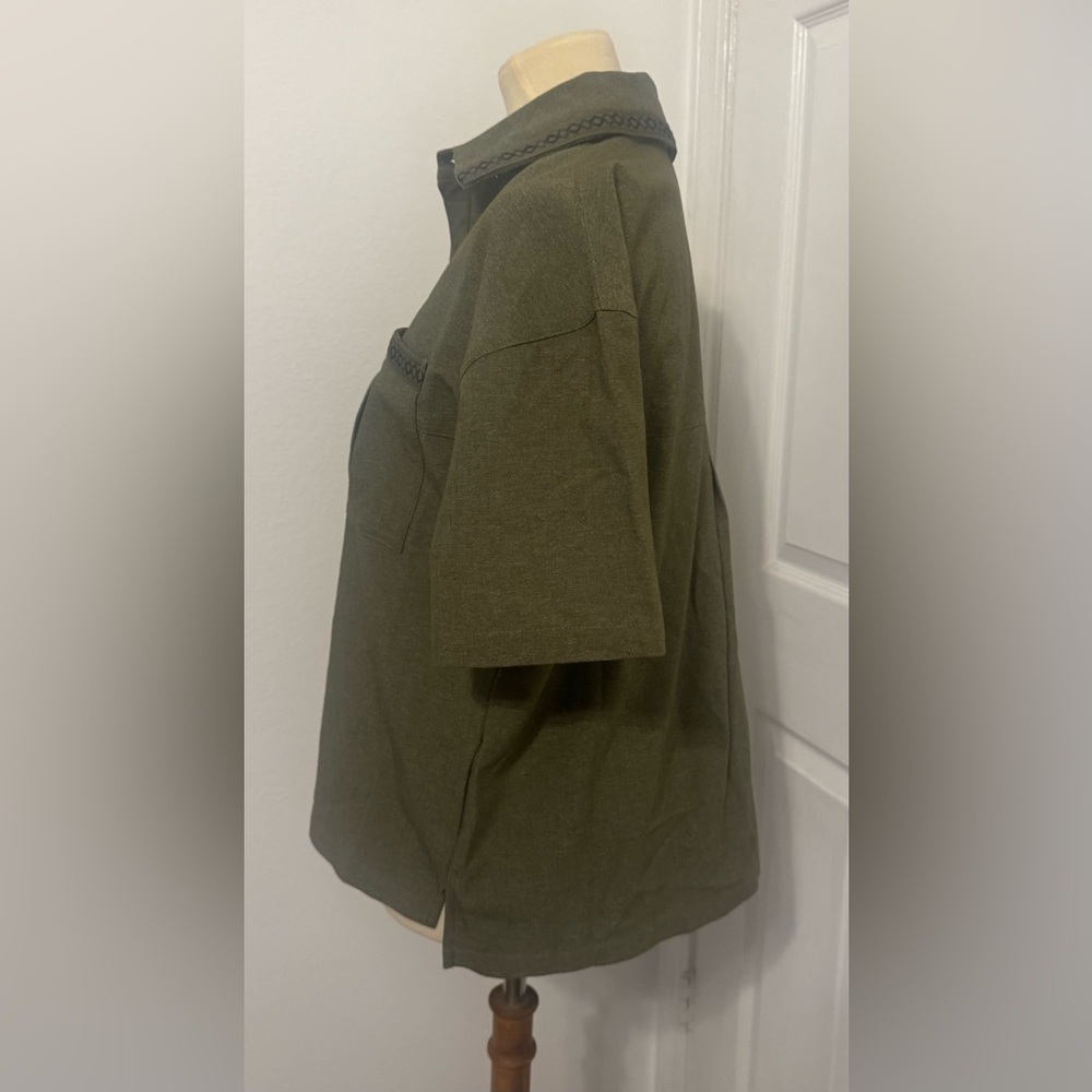 Nike Naomi Osaka Oversized Short-Sleeve Top Olive Green Button Up Tennis Size XS - Picture 8 of 12
